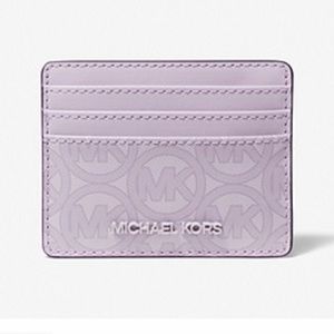 purple micheal kors card holder